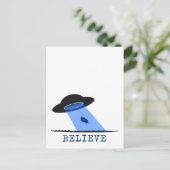 Geloof (ufo die koe in elkaar slaat) briefkaart (Staand voorkant)