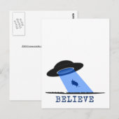 Geloof (ufo die koe in elkaar slaat) briefkaart (Voorkant / Achterkant)