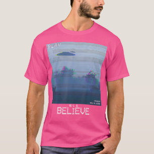Geloof UFO Vaporwave Synthwave 80S Retro Flying S T-shirt