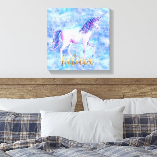 Geloof Unicorn Canvas Afdruk (Insitu (Slaapkamer))