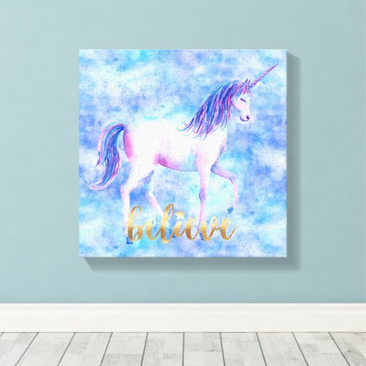 Geloof Unicorn Canvas Afdruk (Insitu (Houten vloer))