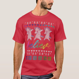 Geloof Unicorn Dabbing Ugly Unicorn Kerstmis Swe T-shirt