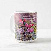 Geloof Verheugt, Hoop Bloem Bijbelvers Mok (Voorkant links)