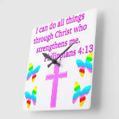 GELOOF VERVULDE FILIPPENZEN 4:13 ONTWERP VIERKANTE KLOK (Hoek)