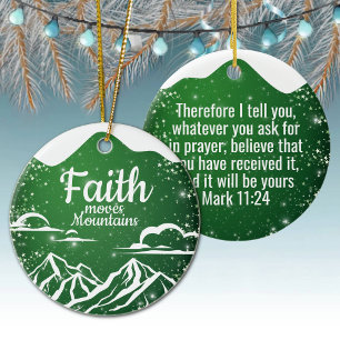 Geloof Verzet Bergen Inspirerende Schrift 🎄 Keramisch Ornament