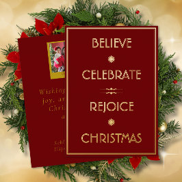 Geloof Vieren Verblijd Kerstmis Typografie Folie Feestdagenkaart