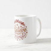 Geloof Vintage Script Kerstontwerp Koffiemok (Voorkant rechts)