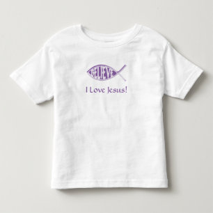 Geloof Vis Lavendel Kinder Shirts