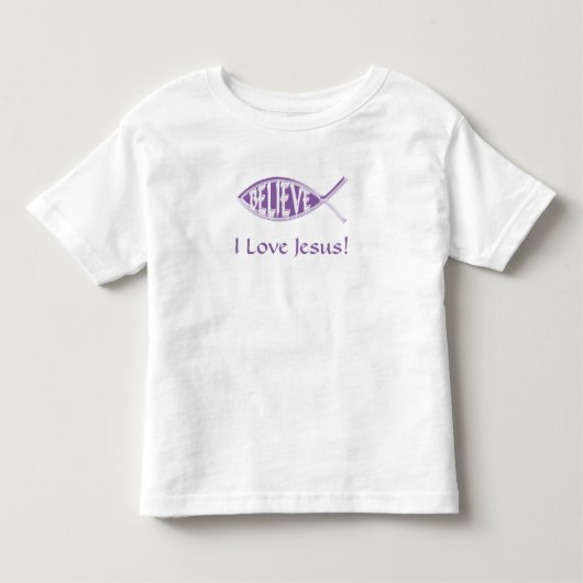 Geloof Vis Lavendel Kinder Shirts (Voorkant)