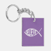 Geloof Vis Lavendel Sleutelhanger (Voorkant Links)