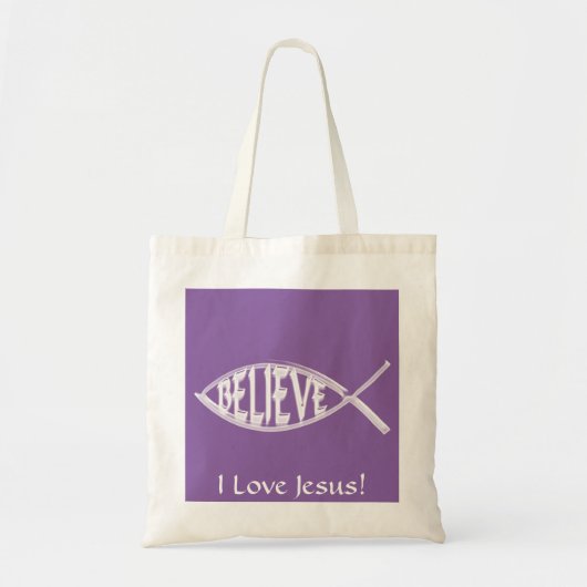 Geloof Vis Lavendel Tote Bag (Voorkant)
