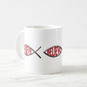 Geloof Vis- Rood Koffiemok (Voorkant links)