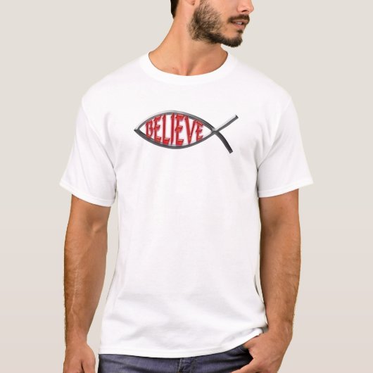 Geloof Vis- Rood T-shirt (Voorkant)
