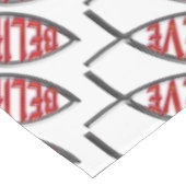 Geloof vis - rood tafelkleed (Gekanteld)