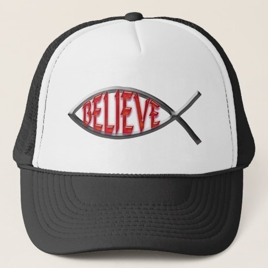 Geloof Vis- Rood Trucker Pet (Voorkant)