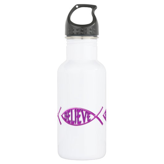 Geloof Vis- Roze Waterfles (Voorkant)