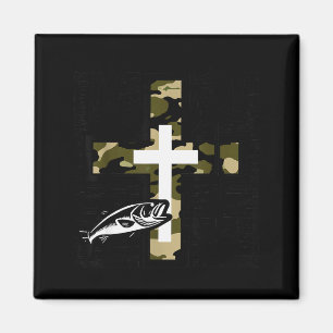 Geloof Vissen Jagen Camo Kruis Met Haak B Chris Magneet