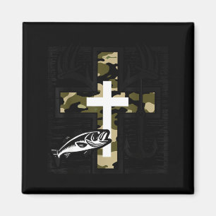 Geloof Vissen Jagen Camo Kruis Met Haak B Chris Magneet