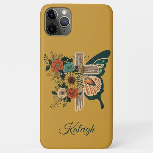 Geloof Vlinder Bloemen Christelijk Kruis Naam  Case-Mate iPhone Case (Achterkant)