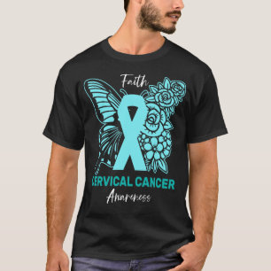 Geloof Vlinder Bloemige Baarmoederhalskanker Bewus T-shirt