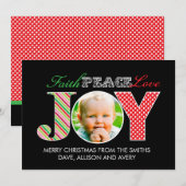 Geloof, vrede, liefde en vreugde Foto Christmas Ka Feestdagenkaart (Voorkant / Achterkant)