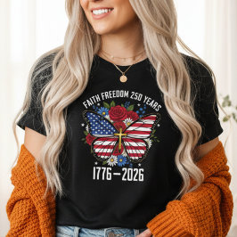 Geloof Vrijheid 250 Jaar Vlinder USA Vlag Tri-Blend Shirt