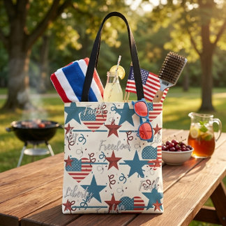 Geloof, Vrijheid en Libertaire Retro Patriottische Tote Bag