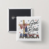 Geloof & Vrijheid: God zegene Amerika Vierkante Button 5,1 Cm (Voorkant /achterkant)