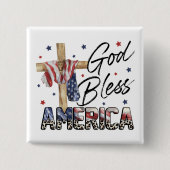 Geloof & Vrijheid: God zegene Amerika Vierkante Button 5,1 Cm (Voorkant)