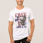 Geloof & Vrijheid: Johannes 8:36 Tri-Blend Shirt (Voorkant)