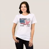 Geloof & Vrijheid (Psalm 33:12) Tri-Blend Shirt (Voorkant volledig)