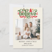 Geloof-Vrolijk Kerstfeest! Moderne, eenvoudige fot Feestdagenkaart (Voorkant)