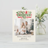 Geloof-Vrolijk Kerstfeest! Moderne, eenvoudige fot Feestdagenkaart (Staand voorkant)