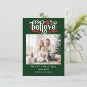 Geloof-Vrolijk Kerstfeest! Moderne, eenvoudige fot Feestdagenkaart (Staand voorkant)