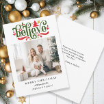 Geloof-Vrolijk Kerstfeest! Moderne, eenvoudige fot Feestdagenkaart<br><div class="desc">Klantspecifieke "Believe-Merry Christmas" foto vakantie kaart. Modern & eenvoudig voor papier en digitale liefhebbers in print en download.</div>
