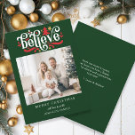 Geloof-Vrolijk Kerstfeest! Moderne, eenvoudige fot Feestdagenkaart<br><div class="desc">Klantspecifieke "Believe-Merry Christmas" foto vakantie kaart. Modern & eenvoudig voor papier en digitale liefhebbers in print en download.</div>