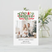 Geloof-Vrolijk Kerstfeest! Moderne, eenvoudige fot Feestdagenkaart (Staand voorkant)