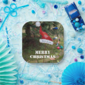 Geloof Vrolijk Kerstmis Santa's Pet Papieren Bordje (Feest)