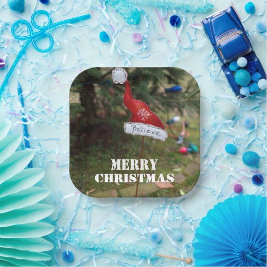 Geloof Vrolijk Kerstmis Santa's Pet Papieren Bordje (Feest)