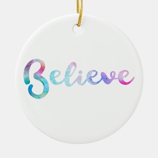 Geloof Waterverf Typografie Art Keramisch Ornament (Voorkant)