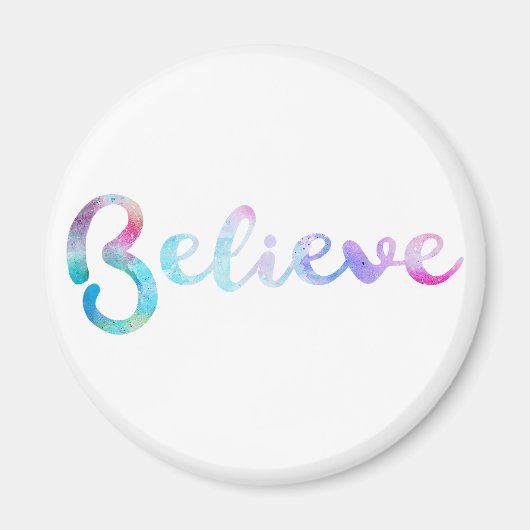 Geloof Waterverf Typografie Art Magneet (Voorkant)