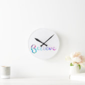 Geloof Waterverf Typografie Art Ronde Klok (Huis)