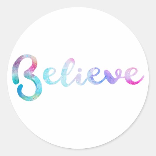 Geloof Waterverf Typografie Art Ronde Sticker (Voorkant)