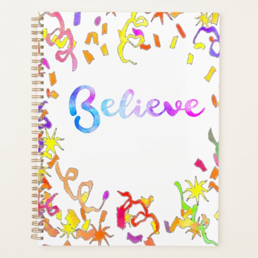 Geloof Waterverf Typografie Confetti Art Planne Planner (Voorkant)