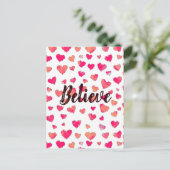Geloof Waterverf Typografie Hearts Briefkaart (Staand voorkant)