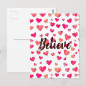 Geloof Waterverf Typografie Hearts Briefkaart (Voorkant / Achterkant)