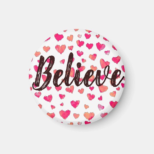 Geloof Waterverf Typografie Hearts Magneet (Voorkant)