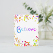 Geloof Waterverf Typografische Confetti Briefkaart (Staand voorkant)