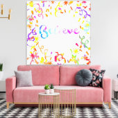Geloof Waterverf Typografische Confetti Canvas Afdruk (Insitu (Woonkamer))