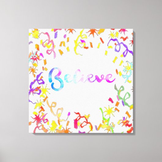 Geloof Waterverf Typografische Confetti Canvas Afdruk (Voorkant)